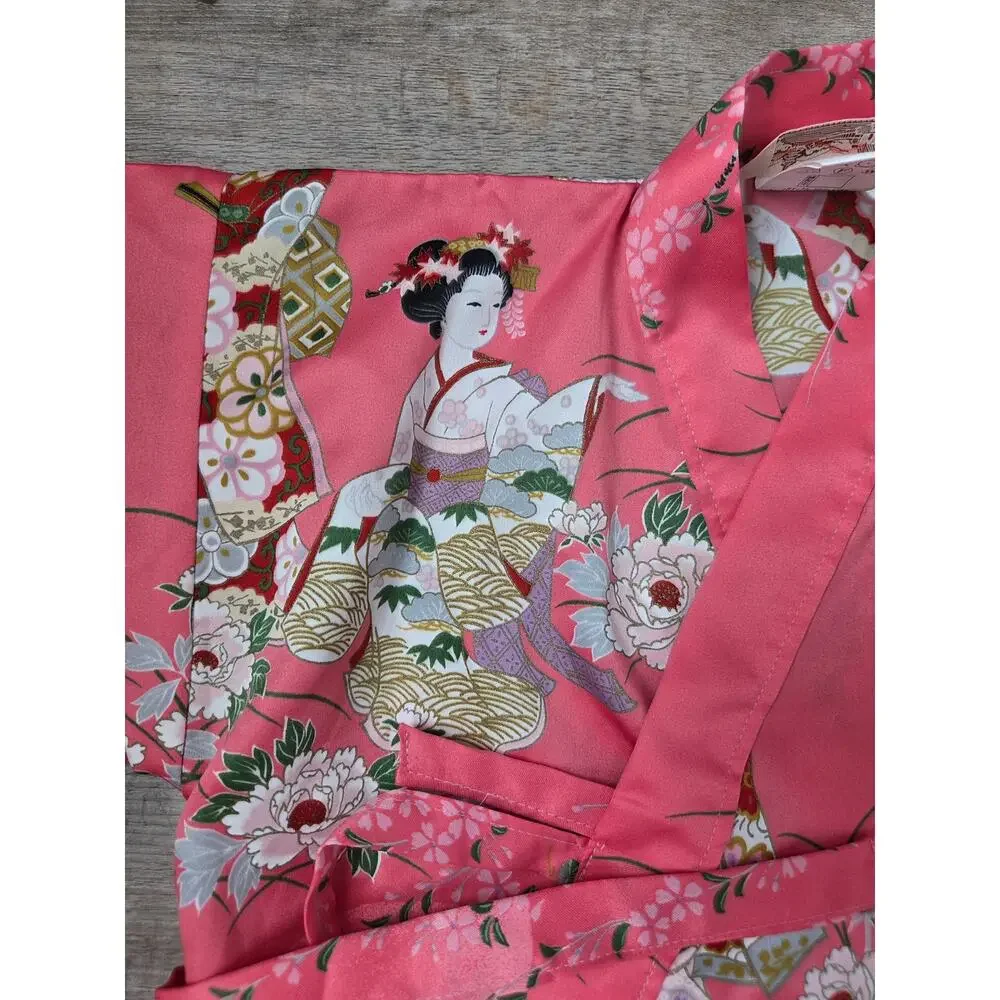 Kids Pink Kimono Yukata Set‎ Made in Japan Geisha Pagoda Fits 18M-2T